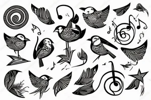bird with a music tattoo idea