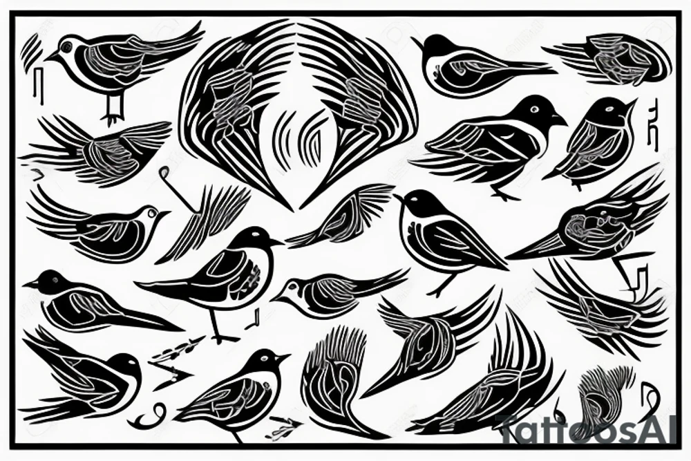 bird with a music tattoo idea
