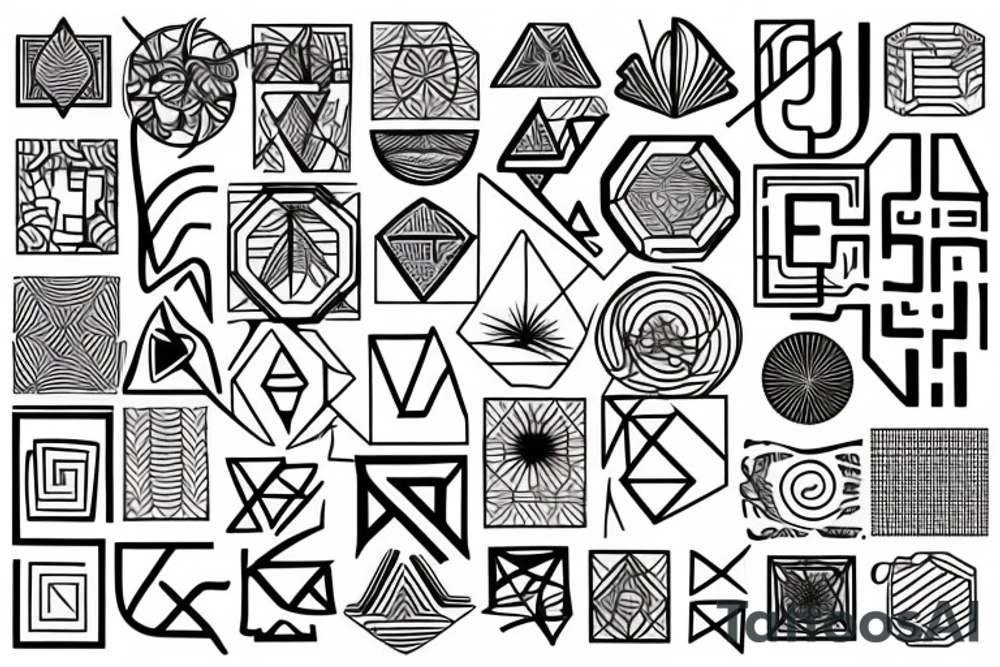 abstract art of geometric positivity tattoo idea