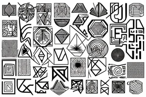 abstract art of geometric positivity tattoo idea