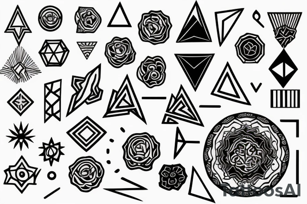 abstract art of geometric positivity tattoo idea