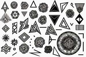 abstract art of geometric positivity tattoo idea