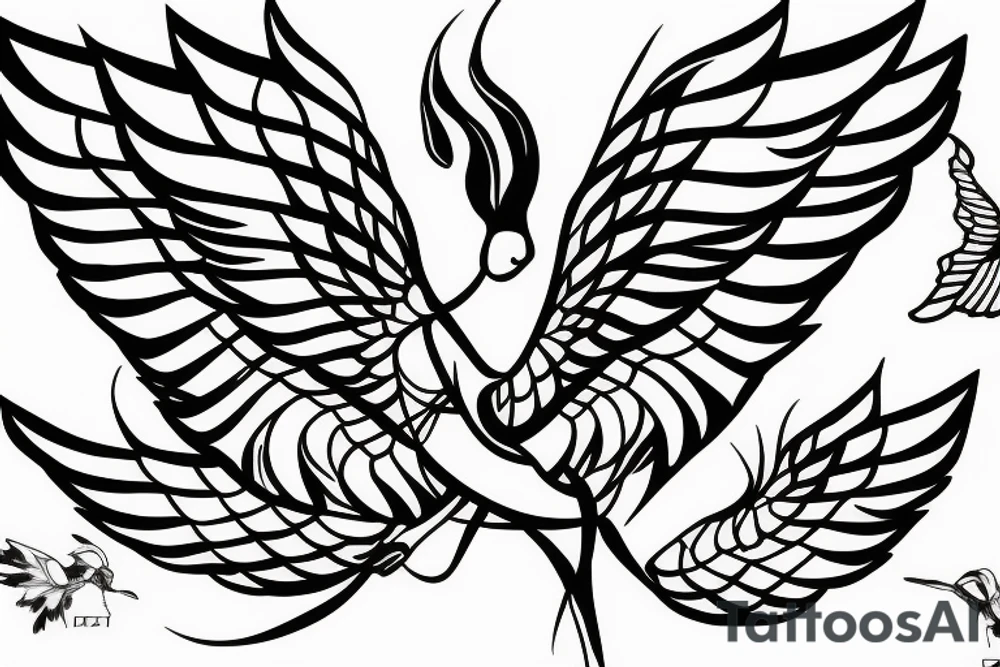 thin long graceful bird with spread wings tattoo idea