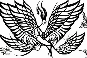 thin long graceful bird with spread wings tattoo idea