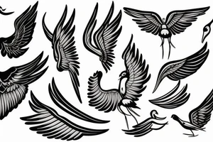 thin long graceful bird with spread wings tattoo idea