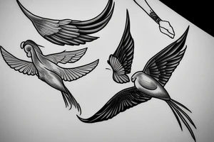 thin long graceful bird with spread wings tattoo idea