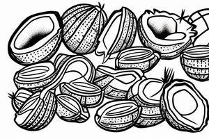 open coconut tattoo idea