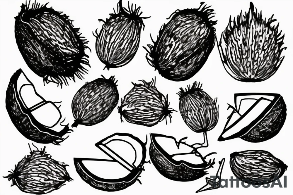 open coconut tattoo idea