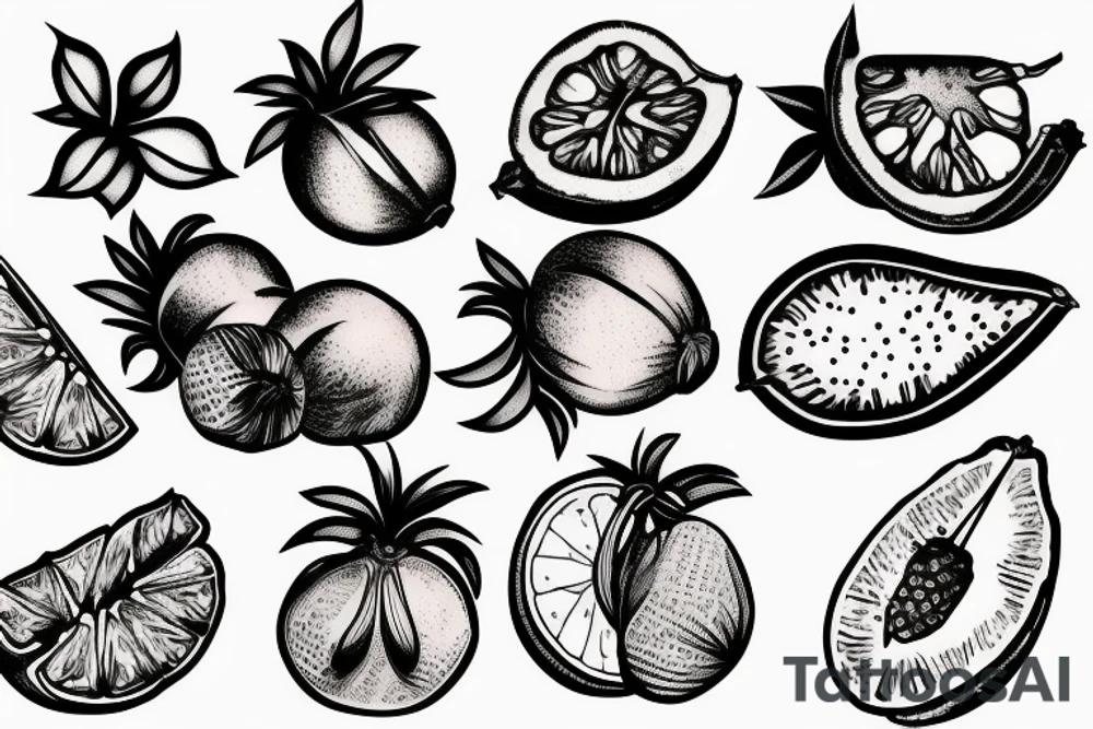 tropical fruit tattoo idea
