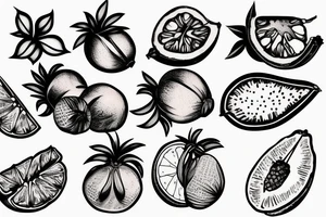 tropical fruit tattoo idea