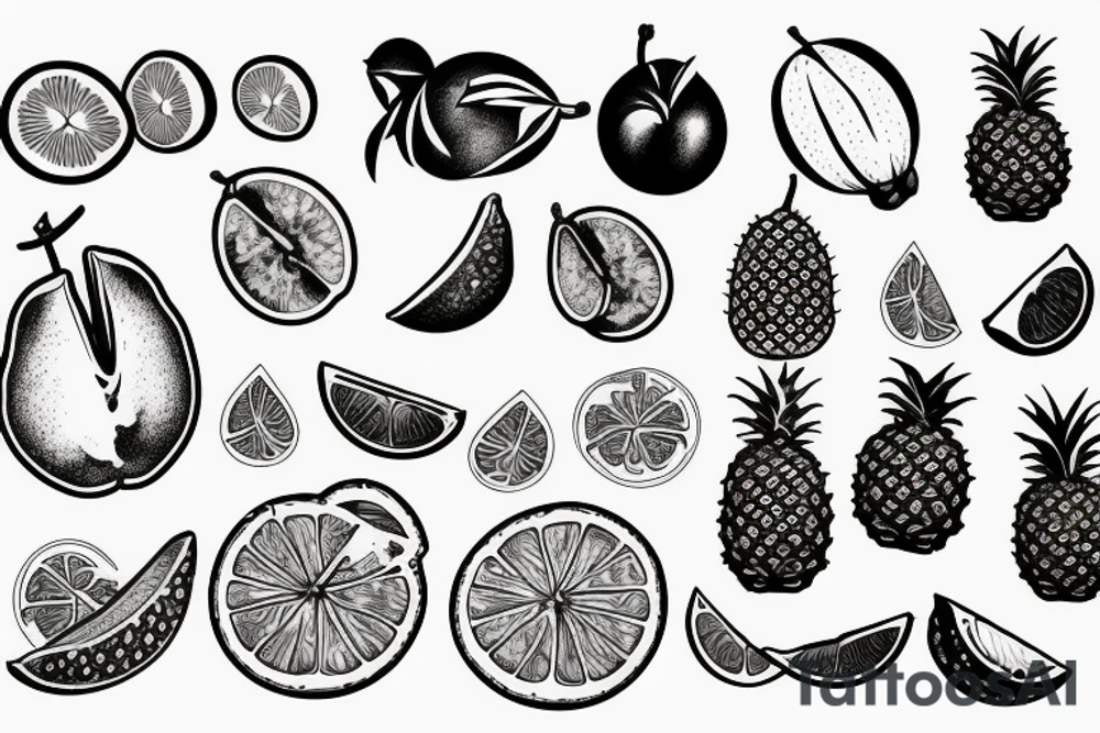 tropical fruit tattoo idea