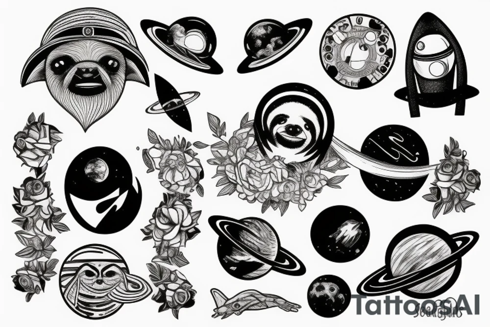 Space and sloth tattoo idea