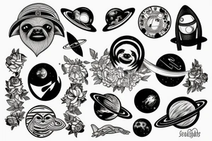 Space and sloth tattoo idea