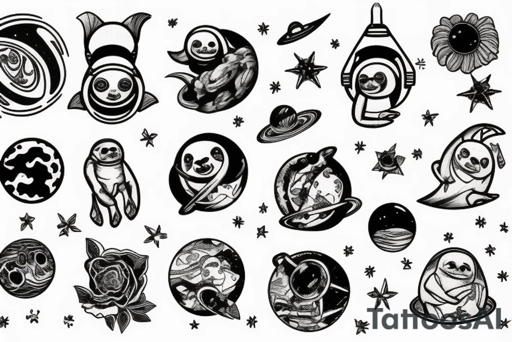 Space and sloth tattoo idea