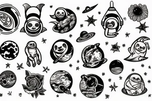 Space and sloth tattoo idea