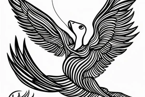 thin long graceful bird with spread wings tattoo idea
