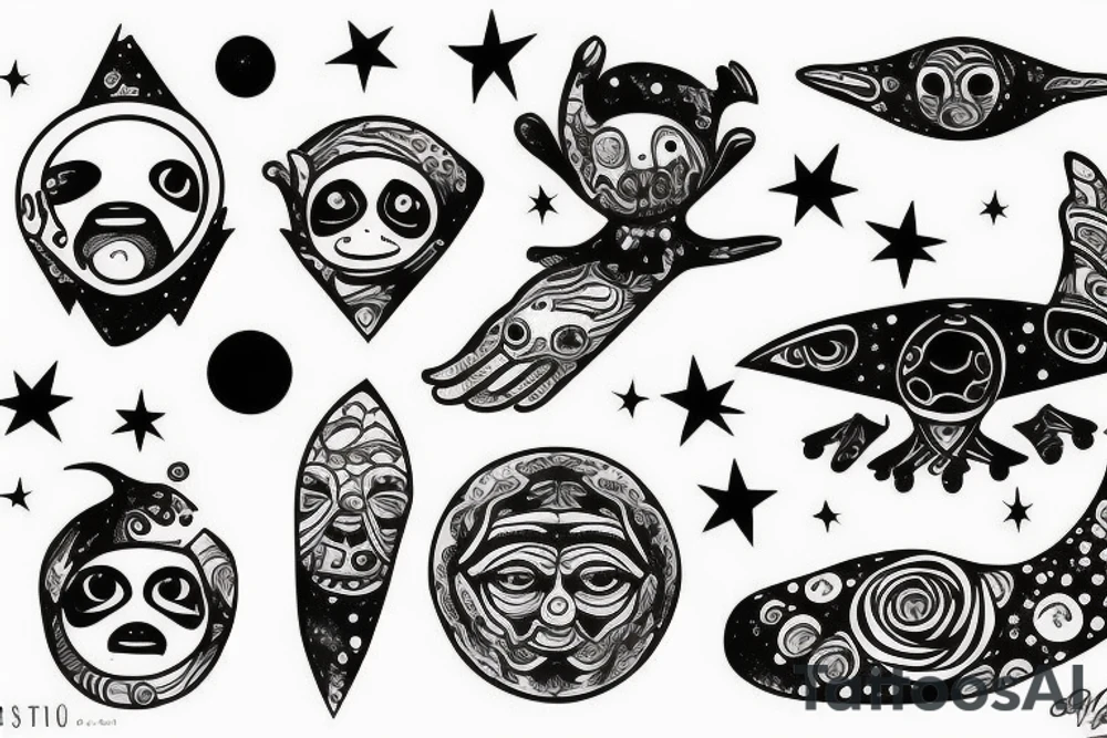 Space and sloth tattoo idea