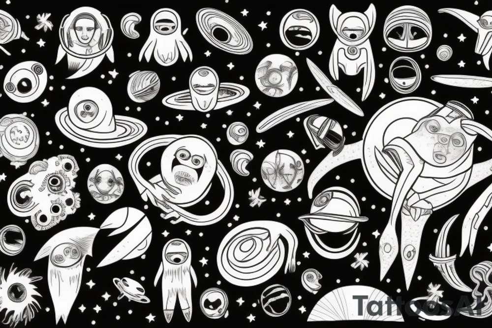 Space and sloth tattoo idea