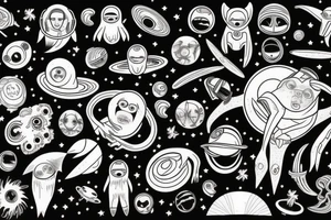 Space and sloth tattoo idea