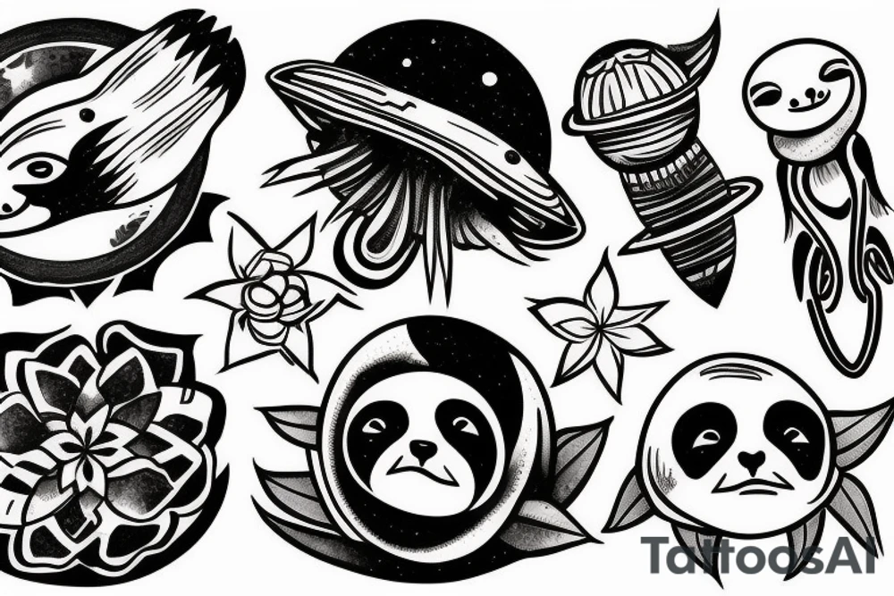 Space and sloth tattoo idea
