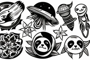 Space and sloth tattoo idea