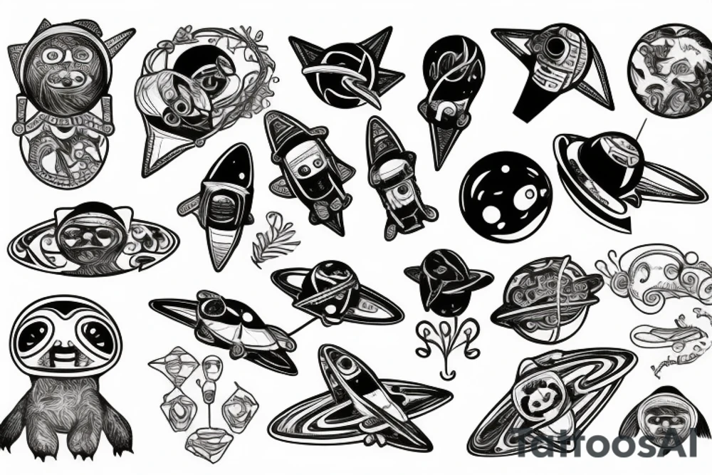 Space and sloth tattoo idea