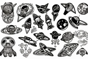 Space and sloth tattoo idea