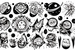 Space and sloth tattoo idea