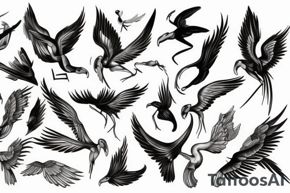 thin long graceful bird with spread wings tattoo idea thin long graceful bird with spread wings tattoo idea