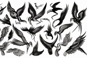 thin long graceful bird with spread wings tattoo idea