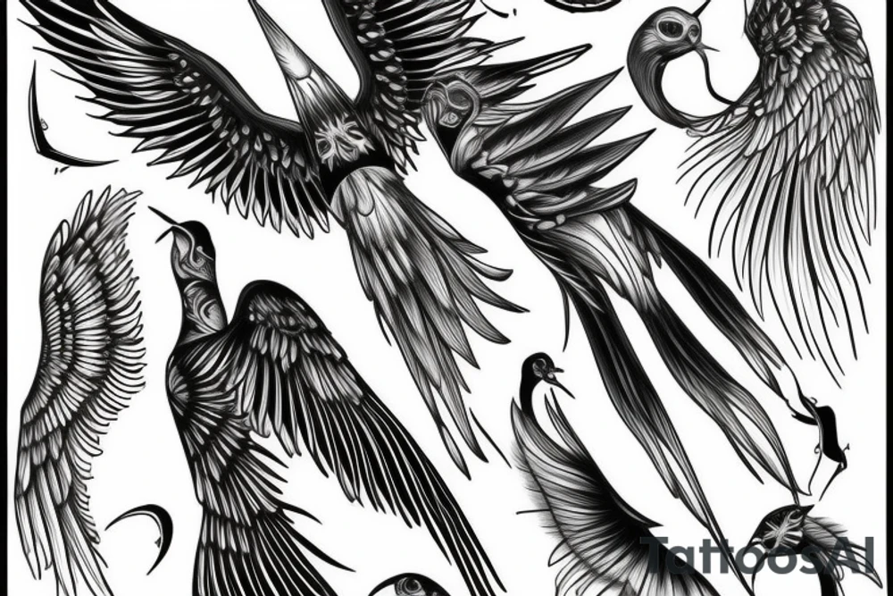 thin long graceful bird with spread wings tattoo idea thin long graceful bird with spread wings tattoo idea