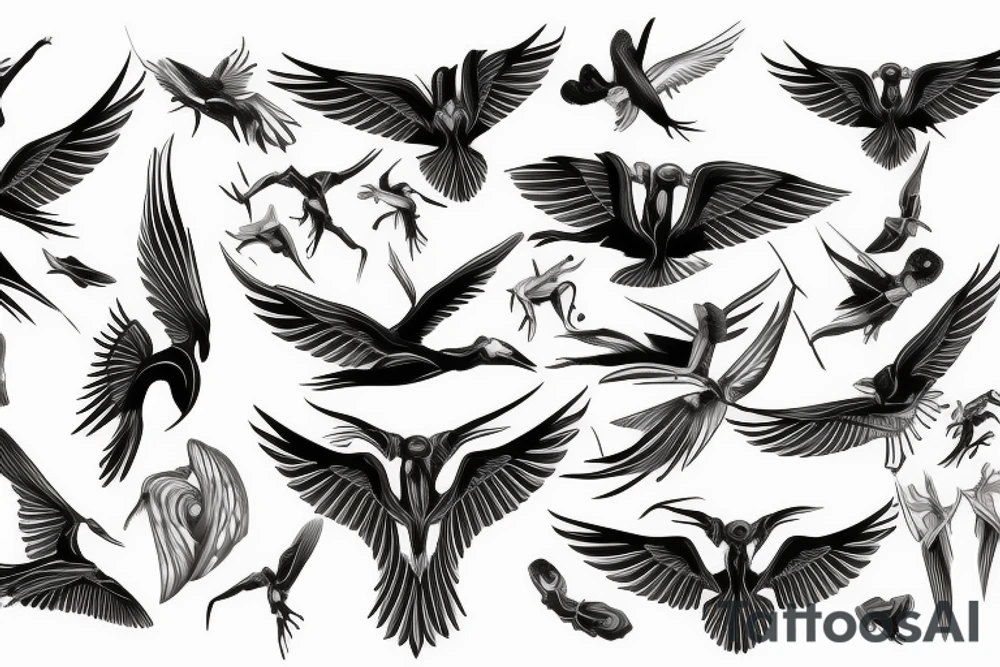 thin long graceful bird with spread wings tattoo idea thin long graceful bird with spread wings tattoo idea