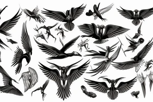 thin long graceful bird with spread wings tattoo idea