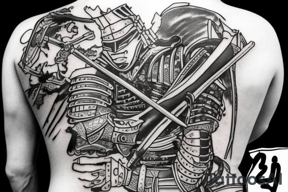 Samurai wearing armor holding a katana tattoo idea Samurai wearing armor holding a katana tattoo idea