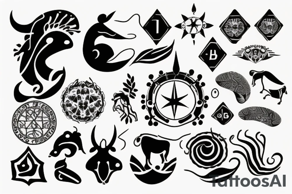 small tattoo of a combination of zodiac signs of taurus and libra tattoo idea
