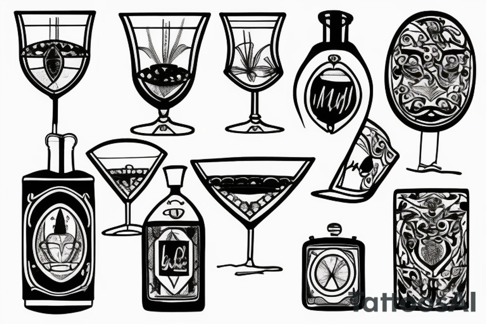 martini glass tattoo idea