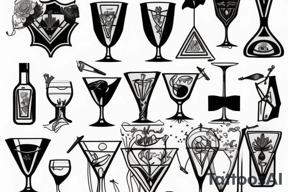 martini glass tattoo idea