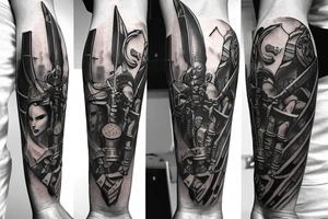 warrior whit a big sword in a combat tattoo idea