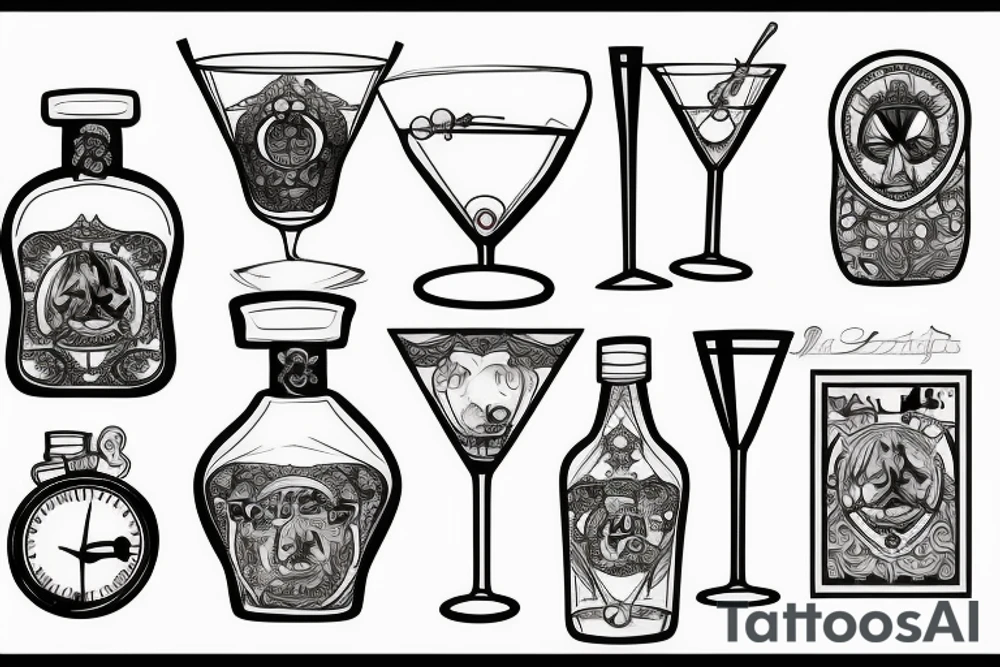 martini glass tattoo idea