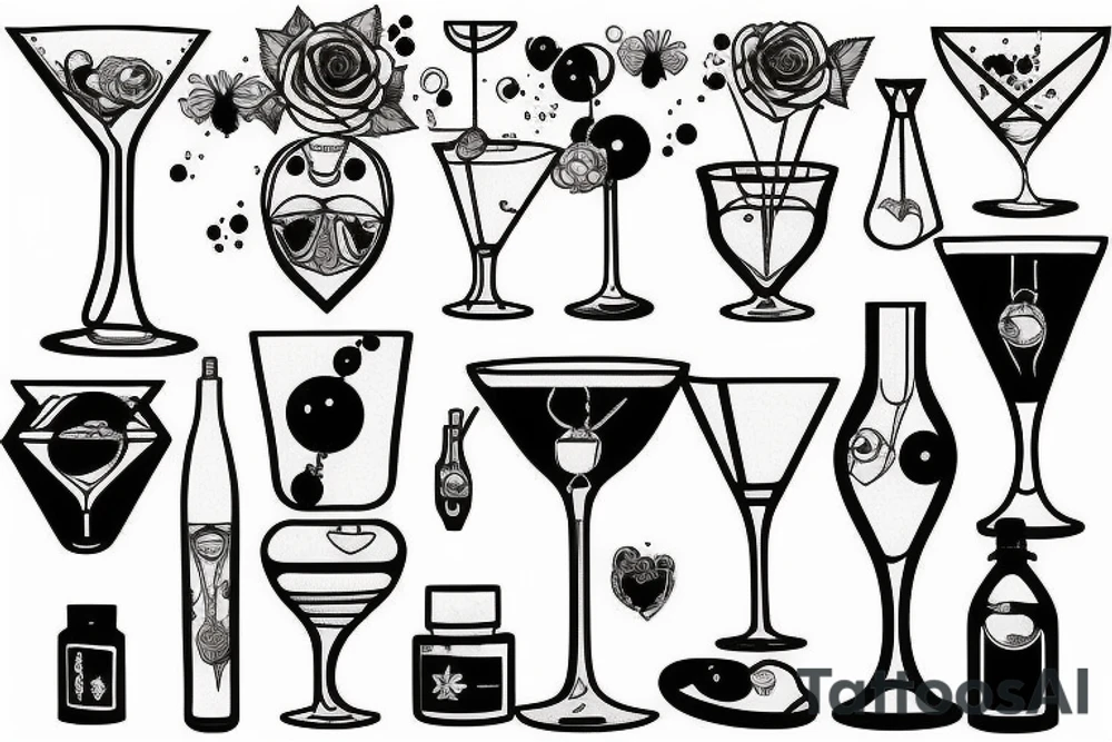 martini glass tattoo idea