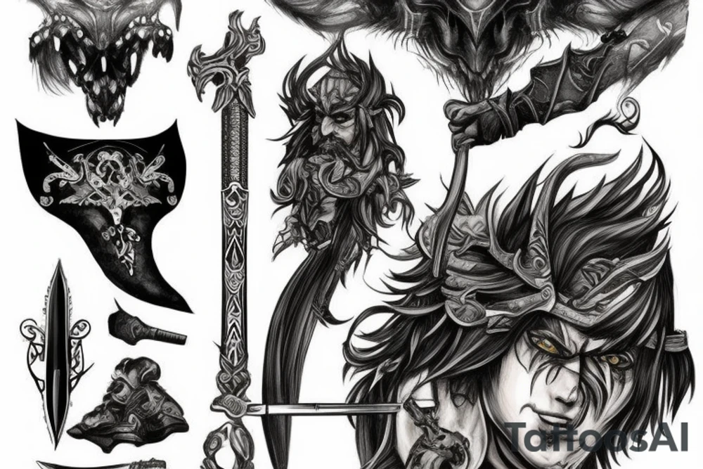 warrior whit a big sword tattoo idea