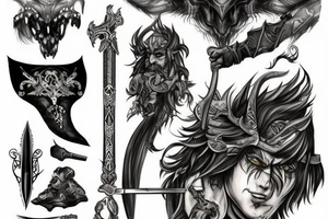 warrior whit a big sword tattoo idea