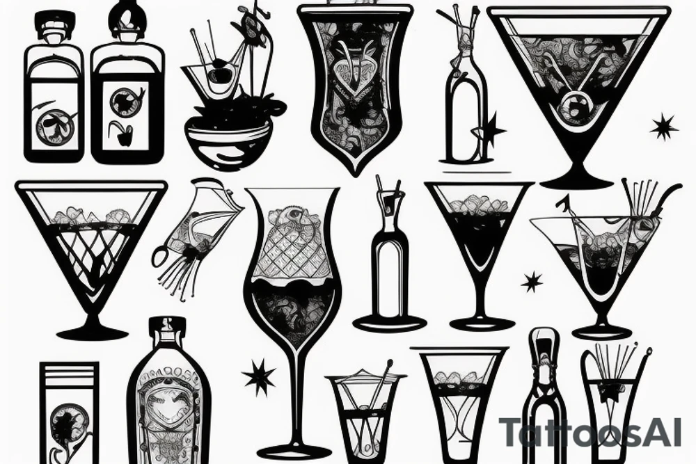 martini glass tattoo idea