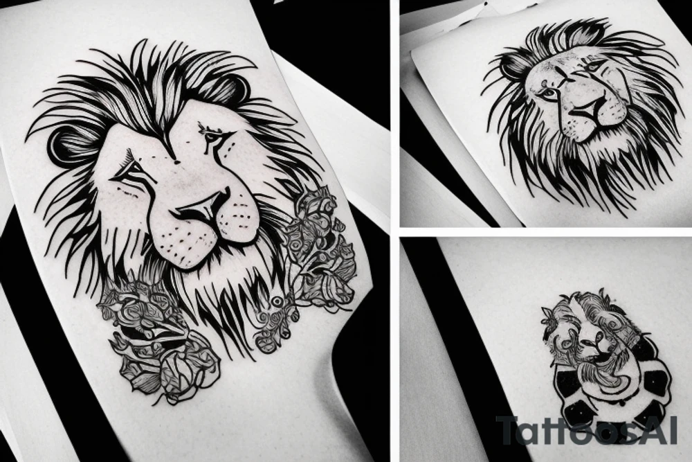 sleepy lion tattoo idea