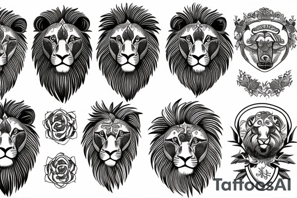 sleepy lion tattoo idea