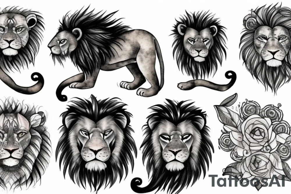 sleepy lion tattoo idea