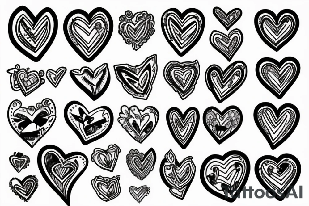 half heart up and second half heart down tattoo idea