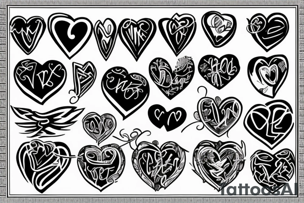 half heart up and second half heart down tattoo idea