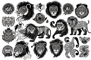 sleepy lion tattoo idea