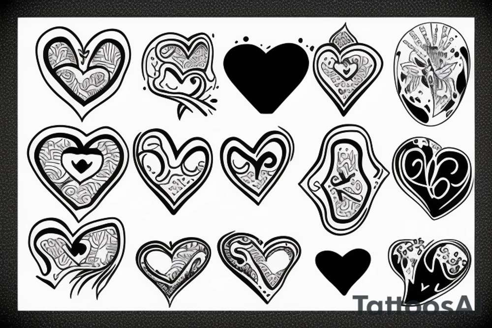 half heart up and second half heart down tattoo idea
